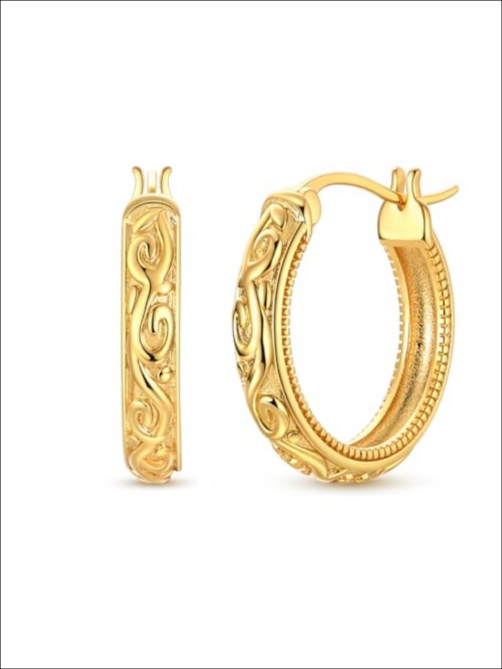 Vintage Filigree 925 Sterling Silver Oval Small Hoop Earrings Hypoallergenic